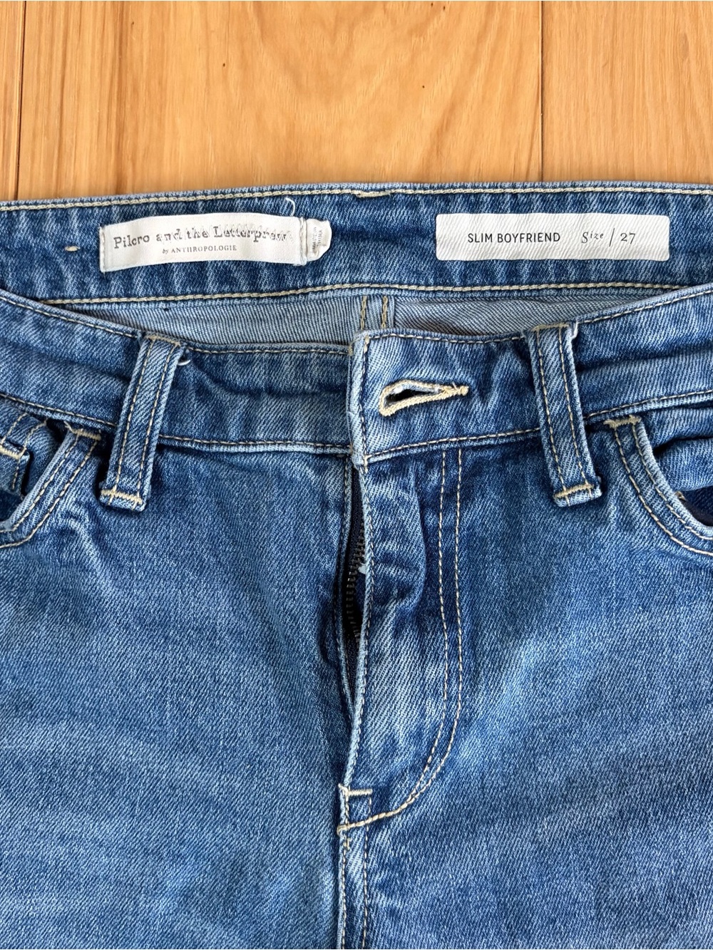 Anthropologie Pilcro Slim Boyfriend Jeans in Medium Blue Denim
